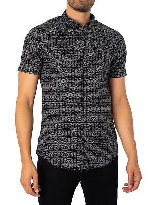 Мужская рубашка с короткими рукавами и короткими рукавами Armani Exchange Outline Logo, черная