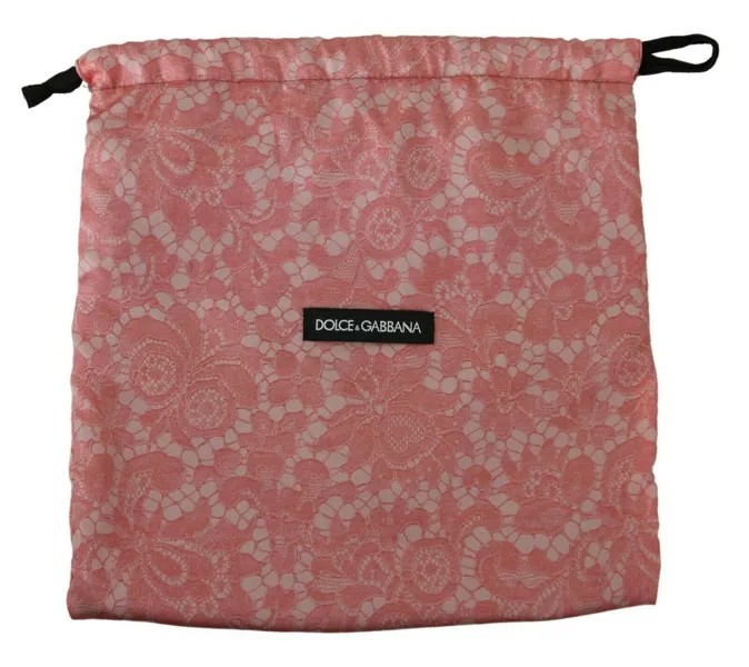 DOLCE - GABBANA Сумка-пылесборник Розовая кружевная сумка для обуви на шнурке с цветочным принтом 27x27см