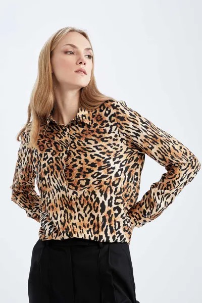 Блуза DeFacto Langarmhemd REGULAR FIT, светло-коричневый