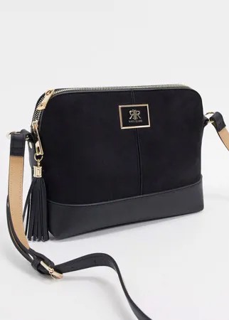 Черная замшевая сумка через плечо с кисточкой River Island-Черный цвет