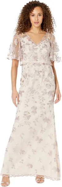 Платье Adrianna Papell Floral Embroidered Mermaid Mob Gown, цвет Champagne Multi