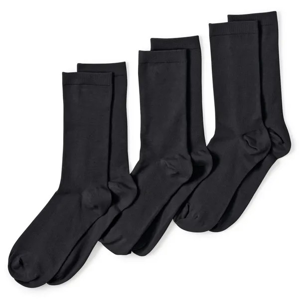 Женские однотонные носки с бесшовным носком Land End, 3 упаковки Lands' End, черный