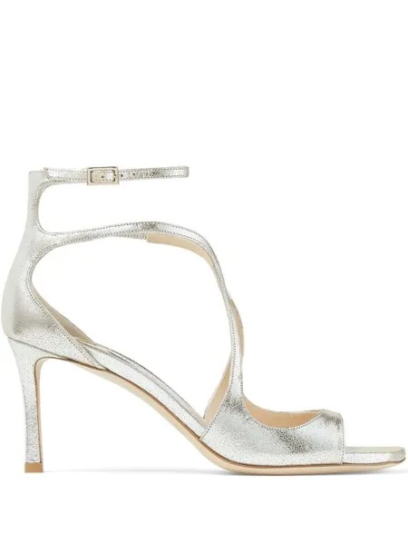 Jimmy Choo босоножки Azia 75 с эффектом металлик, серебристый