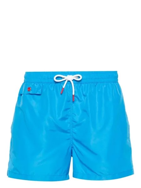 Kiton плавки-шорты с вышитым логотипом, синий
