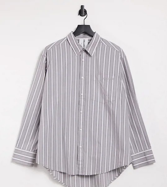 Рубашка в стиле oversized в серую полоску COLLUSION Unisex-Серый