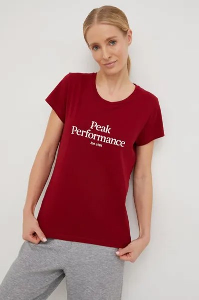 Хлопковая футболка Peak Performance, бордовый