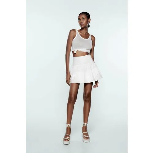 Юбка Zara, мини, размер M, белый