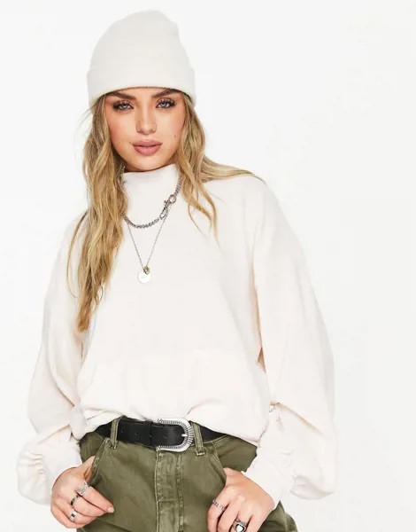 Кремовый свитшот из велюра Topshop-Белый