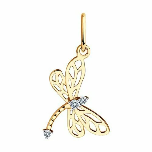Подвеска GOLD CENTER, красное золото, 585 проба, фианит