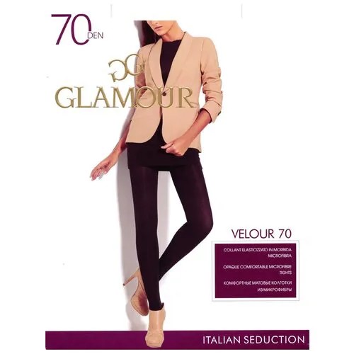 Колготки Glamour Velour, 70 den, размер 5, черный