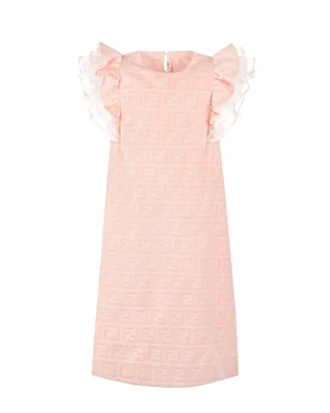 Розовое платье с рукавами крылышками Fendi