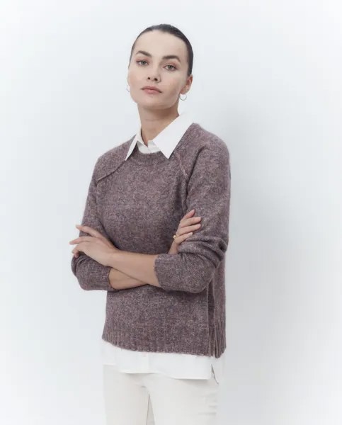Женский свитер однотонной вязки El Corte Inglés, сливовый