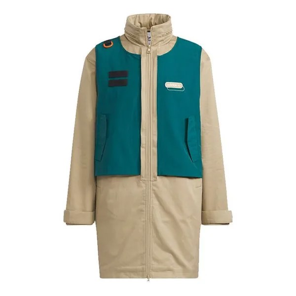 Куртка Men's adidas originals Mr Parka Detachable Contrasting Colors Vest Mid-Length Hooded logo Jacket Khaki, хаки