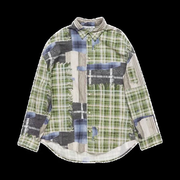 Рубашка Acne Studios Button Up 'Green/Multicolor', зеленый