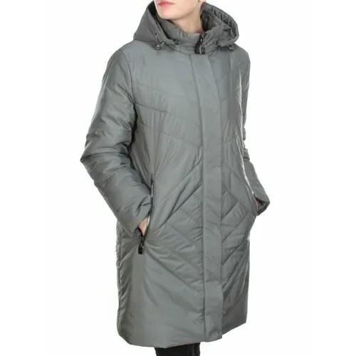 Куртка  зимняя, удлиненная, силуэт прямой, съемный капюшон, ветрозащитная, внутренний карман, ультралегкая, карманы, капюшон, размер 70/72, серый
