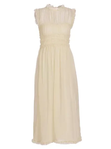 Шерстяное плиссированное платье миди Aberdeen Ulla Johnson, цвет alabaster