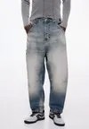 Джинсы прямого кроя WASHED BALLOON FIT Pull&Bear, синий