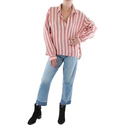 Женский розовый льняной пуловер в полоску Polo Ralph Lauren, рубашка L BHFO 3740