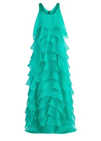 Платье из газового шелка с многослойными оборками в стиле морских волн