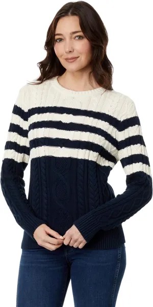 Свитер Petite Soft Cotton Fisherman Crew Neck Pattern L.L.Bean, цвет Classic Navy Stripe