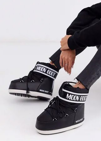 Черные эксклюзивные зимние ботинки Moon Boot-Черный
