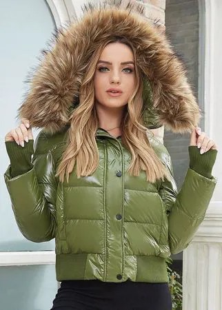 Утепленная куртка широкий с карманом с молнией
