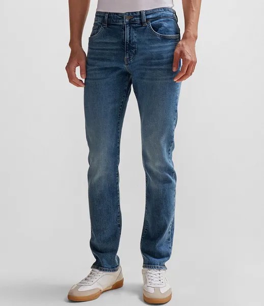 Джинсы BOSS Slim Fit Delaware из однотонного эластичного денима Hugo Boss, синий
