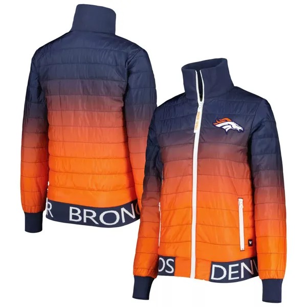 Женская куртка-пуховик с молнией во всю длину темно-синего/оранжевого цвета Denver Broncos The Wild Collective