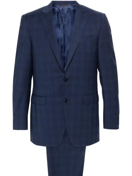 Canali клетчатый костюм с однобортным пиджаком, синий
