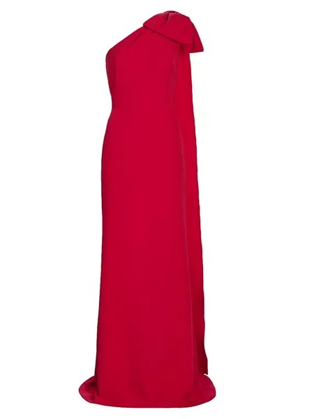 Бархатное платье-колонна на одно плечо с бантом Teri Jon By Rickie Freeman, красный