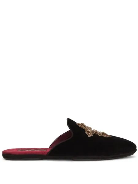 Dolce & Gabbana декорированные бархатные слиперы, черный