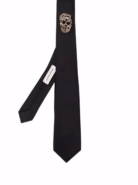 Alexander McQueen шелковый галстук с декором Skull