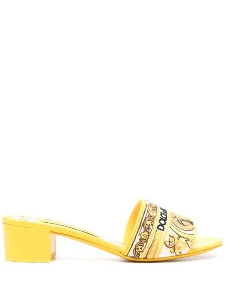 Dolce & Gabbana мюли с вышивкой, желтый