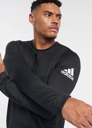 Черный лонгслив adidas Training