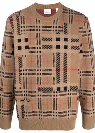 Burberry жаккардовый джемпер в клетку