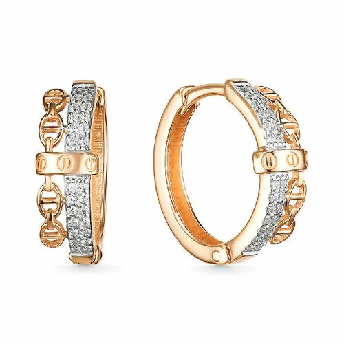 Серьги Corona, красное золото, 585 проба, фианит, золотой, красный