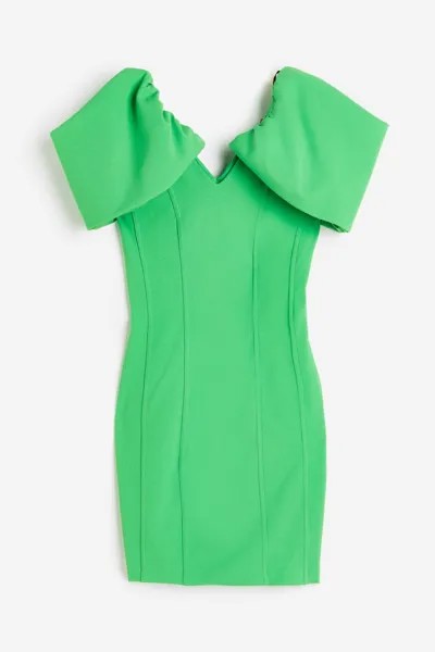 Облегающее платье с v-образным вырезом H&M, зеленый