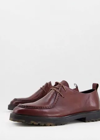 Светло-коричневые кожаные ботинки с камуфляжным принтом на подошве и вставкой спереди Walk London James-Коричневый цвет