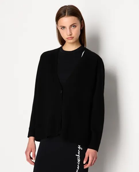 Женский кардиган оверсайз с логотипом на спине Armani Exchange, черный