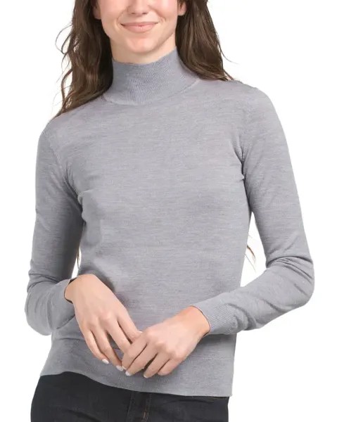Свитер Regal из смесовой шерсти мериноса с воротником-стойкой Theory, цвет Heather Grey