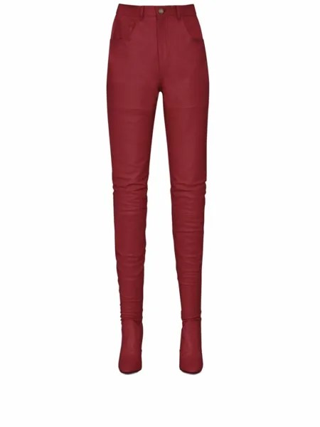 Saint Laurent кожаные брюки-сапоги, красный