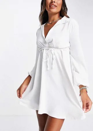 Белое пляжное платье с объемными рукавами New Girl Order-Белый