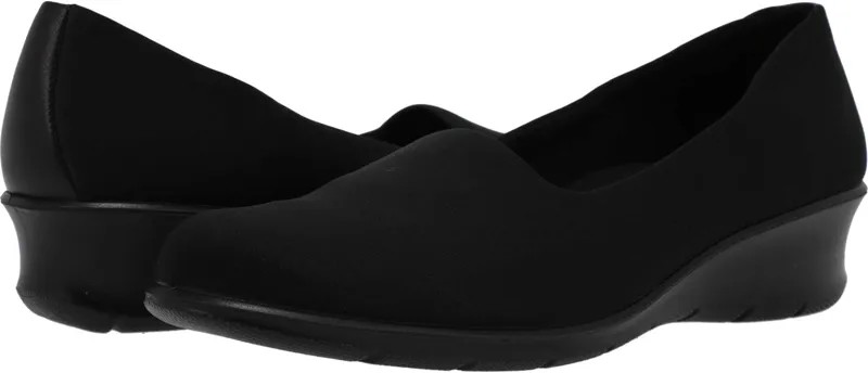 Лоферы ECCO Finola Stretch Slip-On, цвет Black Textile/Black Cow Leather