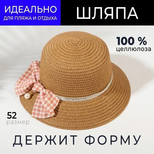 Шляпа Minaku, размер 52, коричневый