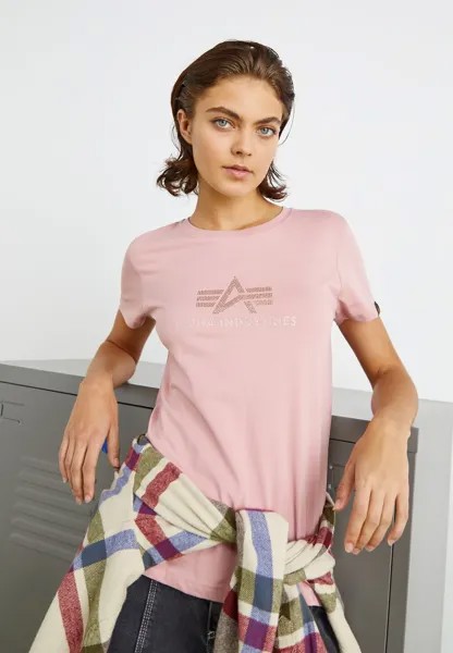 Футболка с принтом Alpha Industries, цвет silver pink