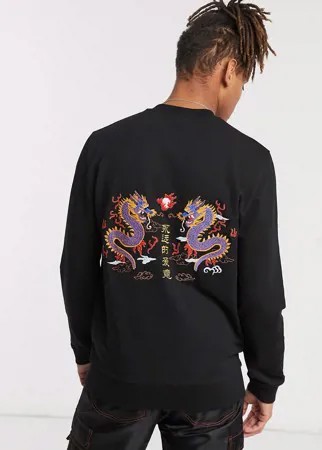 Трикотажный бомбер с принтом дракона ASOS DESIGN-Черный цвет
