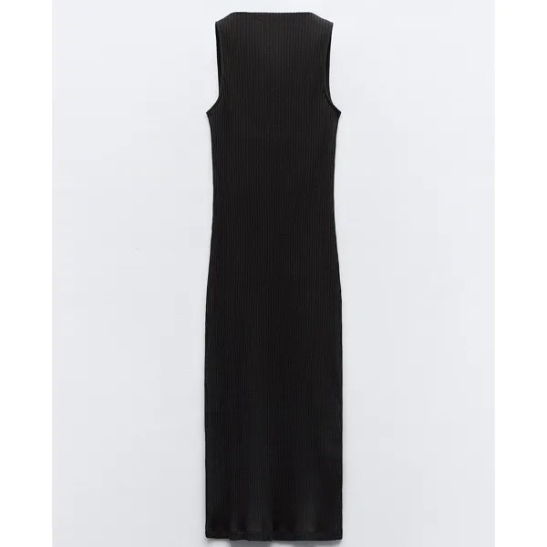 Платье Zara Ribbed Midi, черный