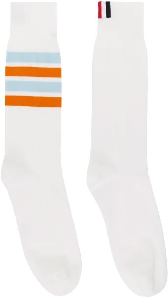 Белые носки с 4 полосками Thom Browne