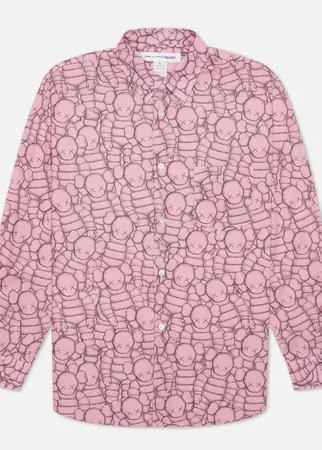 Мужская рубашка Comme des Garcons SHIRT x KAWS Print B, цвет розовый, размер M