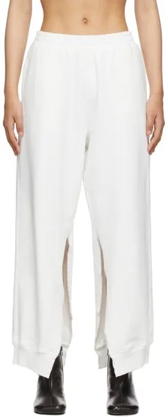 Бело-белые брюки для отдыха с разрезами Mm6 Maison Margiela